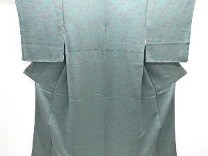 未使用品　縮緬地　波に花模様小紋着物